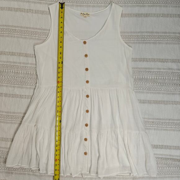 Indigo Rose White Button Front Tiered Dress Women's Size L - Picture 4 of 5